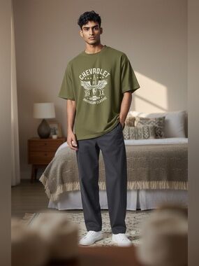 YM  Chevrolet Men’s Large Tall Olive Green T-Shirt